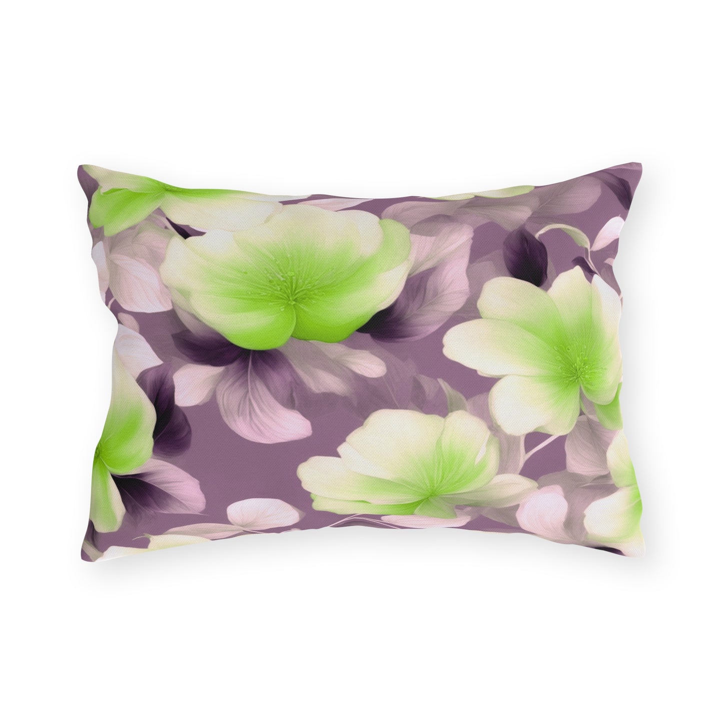 Lime Lavender Floral Bunch Outdoor Pillow, 20" x 14"