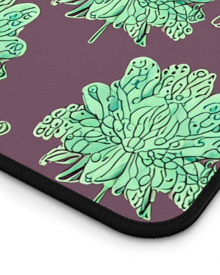 Mint Green Floral Butterflies 12" x 22" Desk Mat