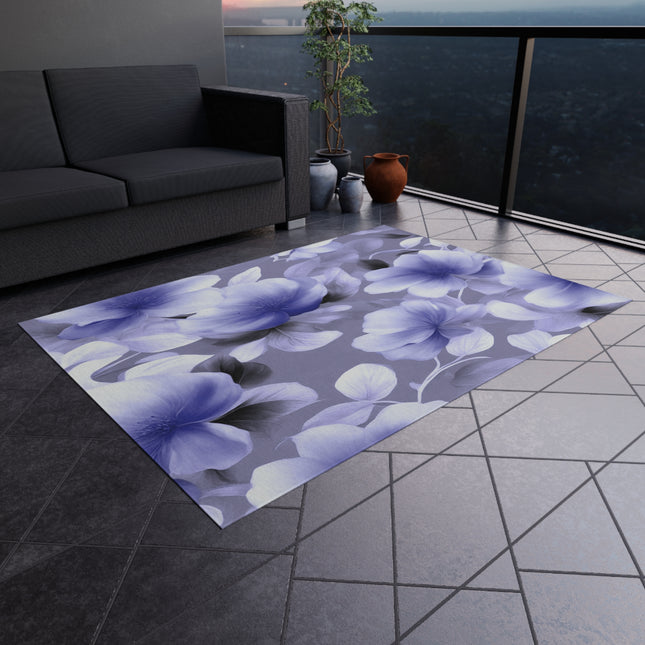 Indigo Blossom Floral Bunch Outdoor Rug, 60" x 84"