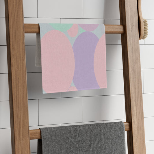 Pastel Peach and Soft Green Patches Rally Towel, 11" x 18"