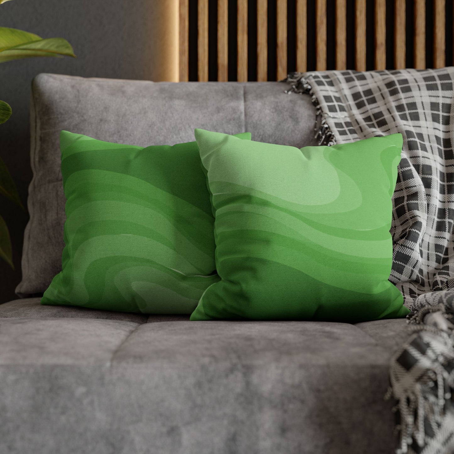 Greenie Meanie Wavey Spun Polyester Square Pillowcase, 14" x 14"