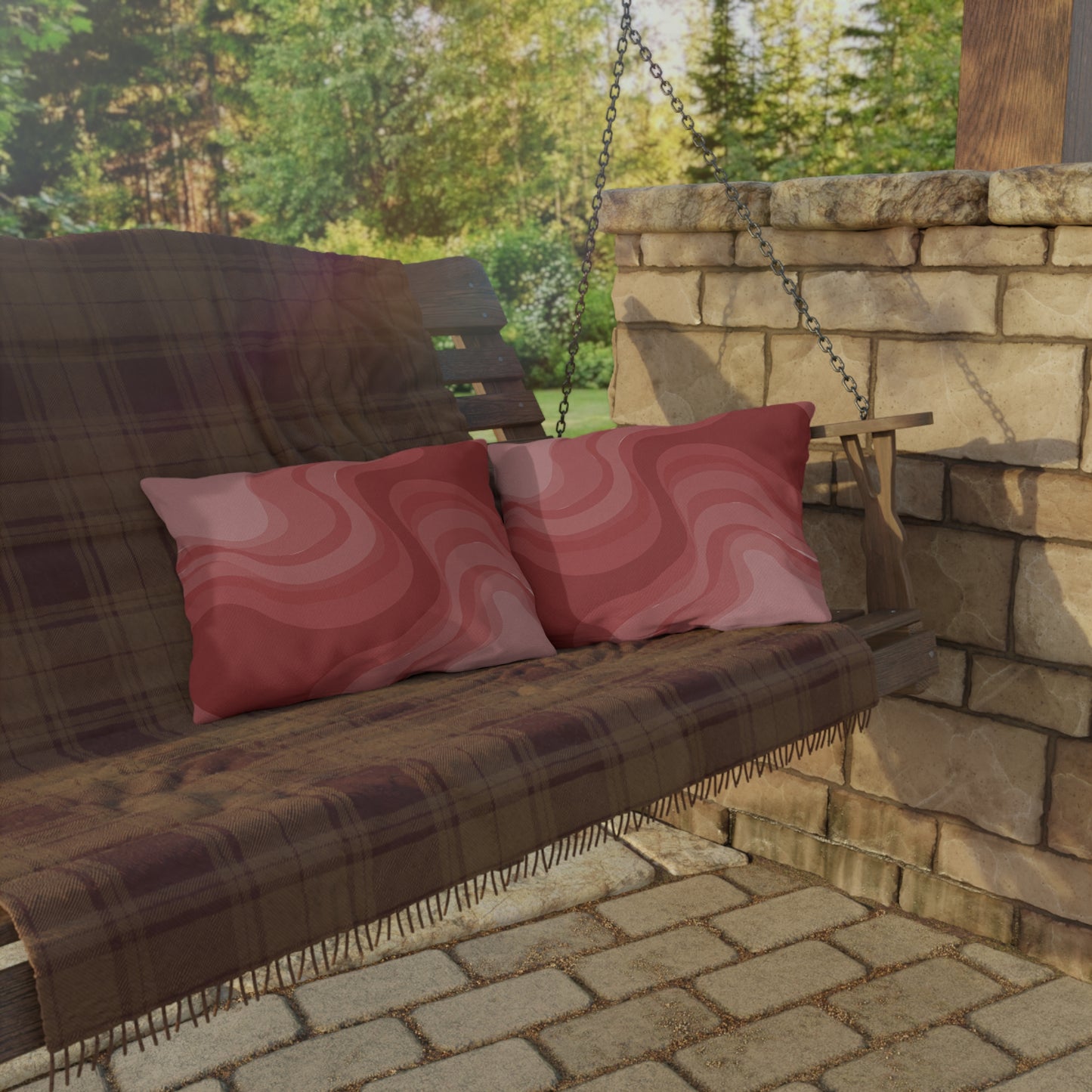 Power Red Wavey 20" x 14" Outdoor Pillow