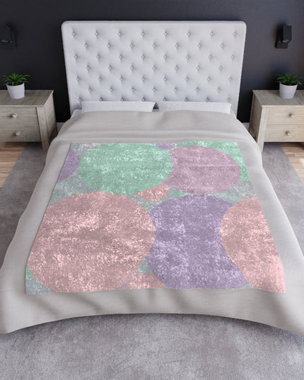 Pastel Peach and Soft Green Patches 50" x 60" Crushed Velvet Blanket