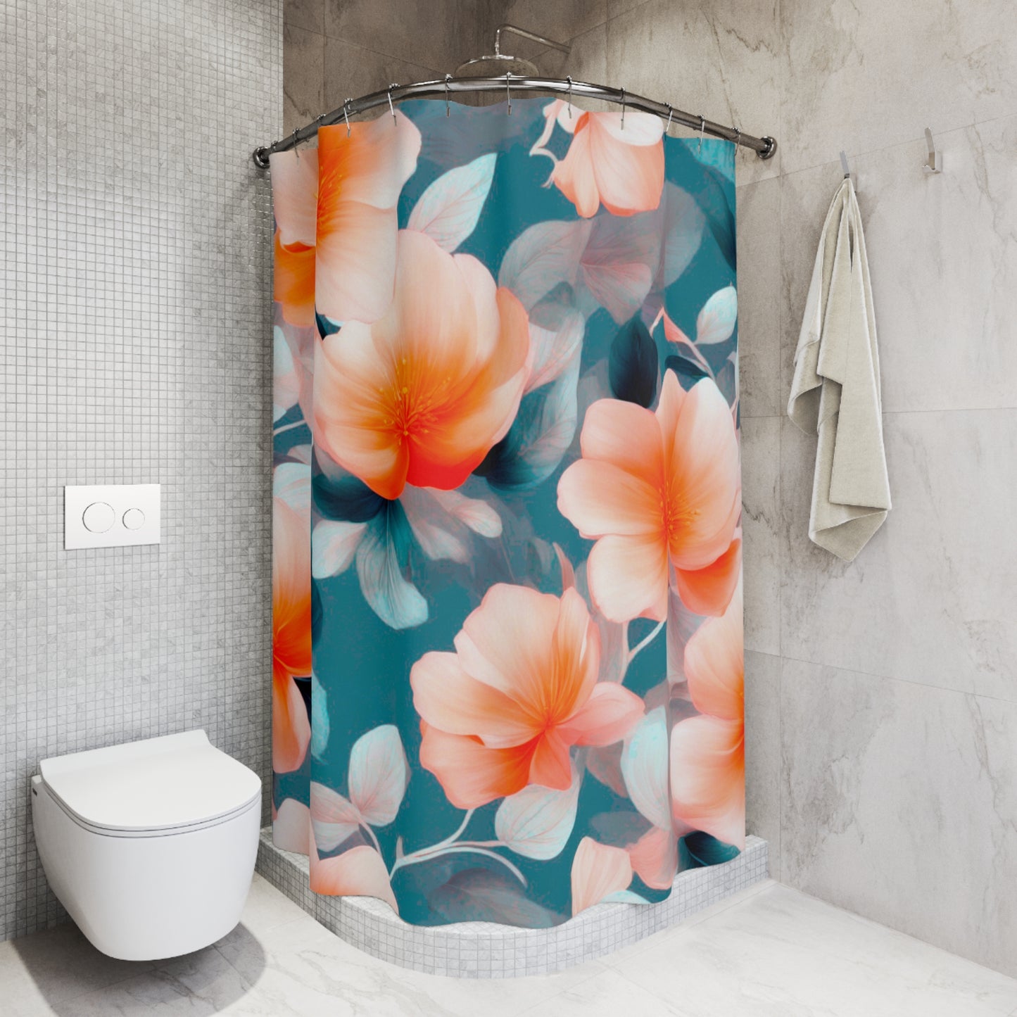 Orange Blossom Floral Bunch Shower Curtains, 71" x 74"