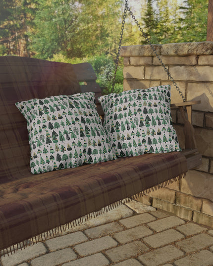 Mini Vintage Green Trees 18" x 18" Outdoor Pillow