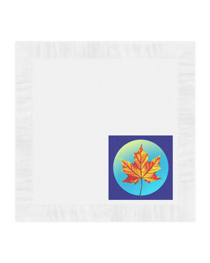 Alpha Maple Leaf White Coined Napkins, 6.5" x 6.5"