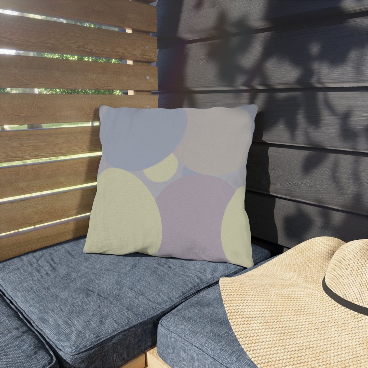 Pastel Soft Blue and Soft White Patches 16" x 16" Outdoor Pillows