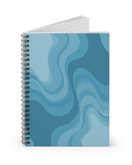 Sky Blue Wavey Spiral Notebook - Ruled Line, 6" x 8", 118 pages