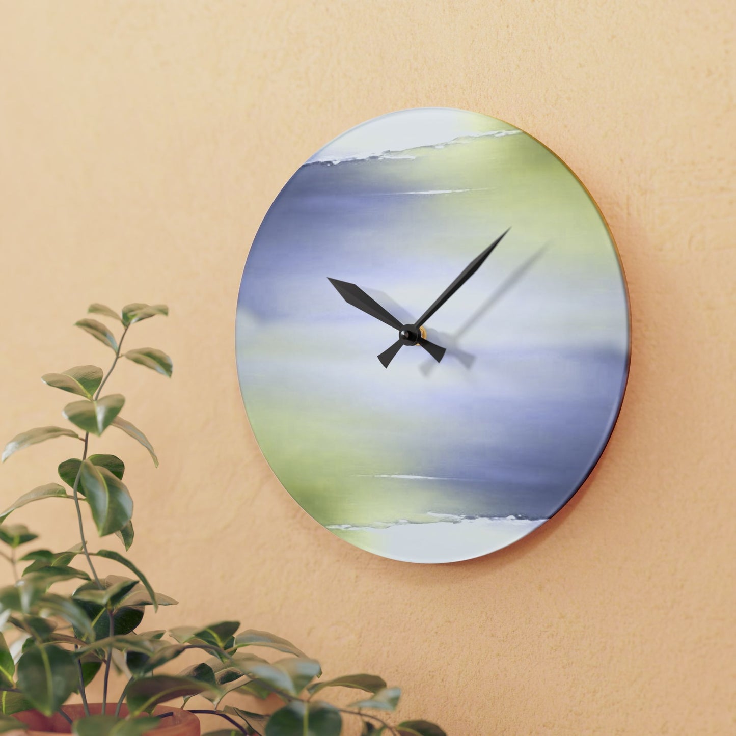 Lavender Sea Golden Fog Acrylic Wall Clock, Round or Square, 10.75" x 10.75"