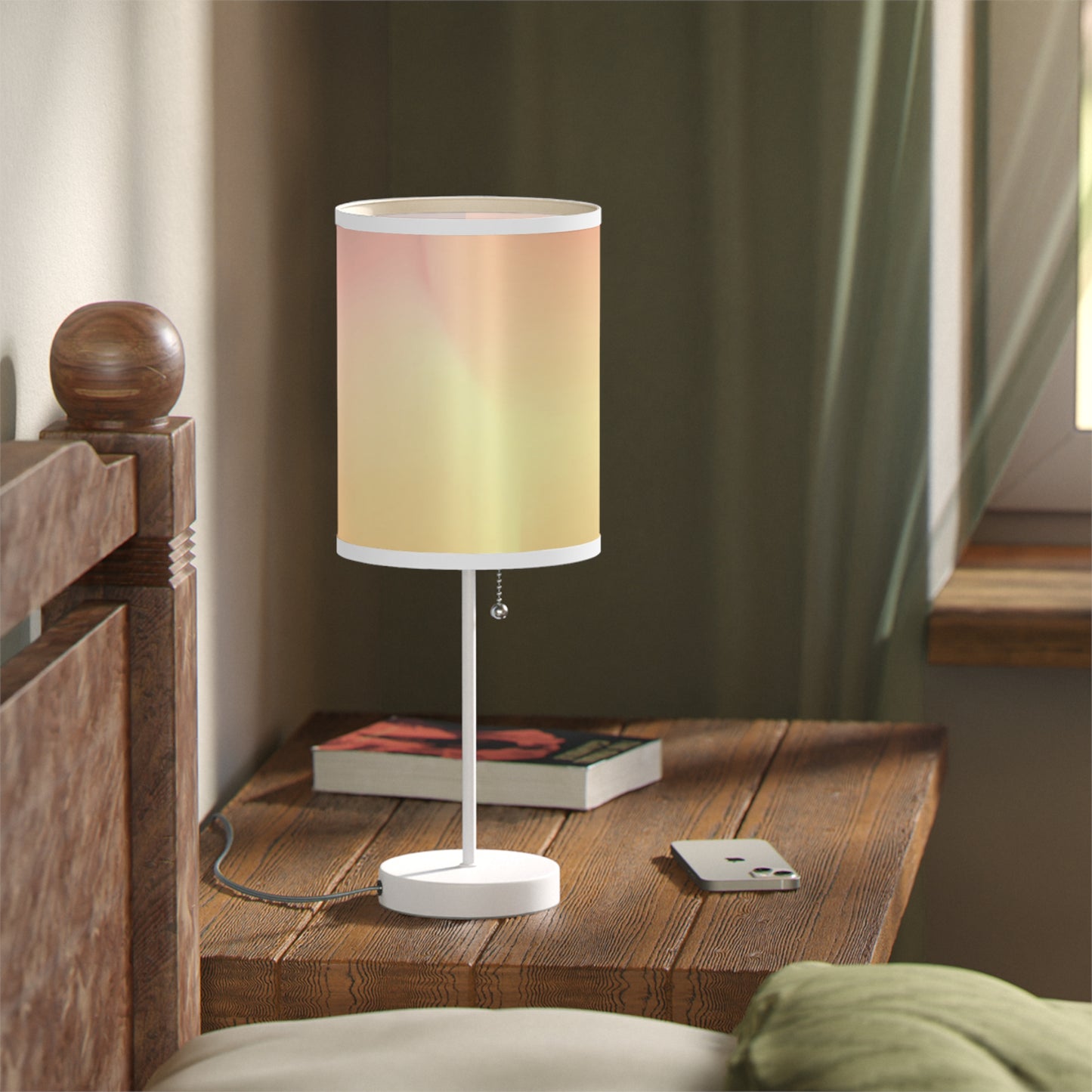 Hot Peach Fade Table Lamp on a White or Silver Stand, US|CA plug