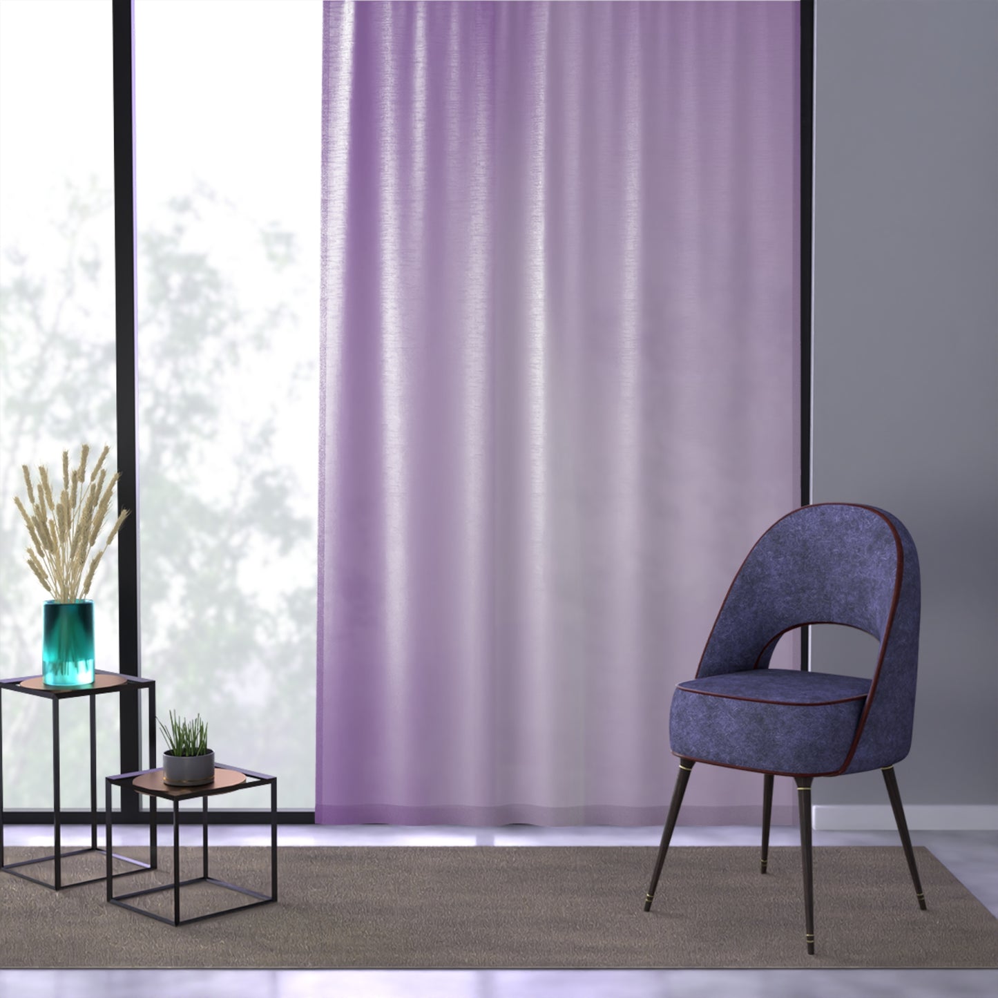 Soft Lavender Fade Sheer Window Curtain, 50" x 84", partially transparent