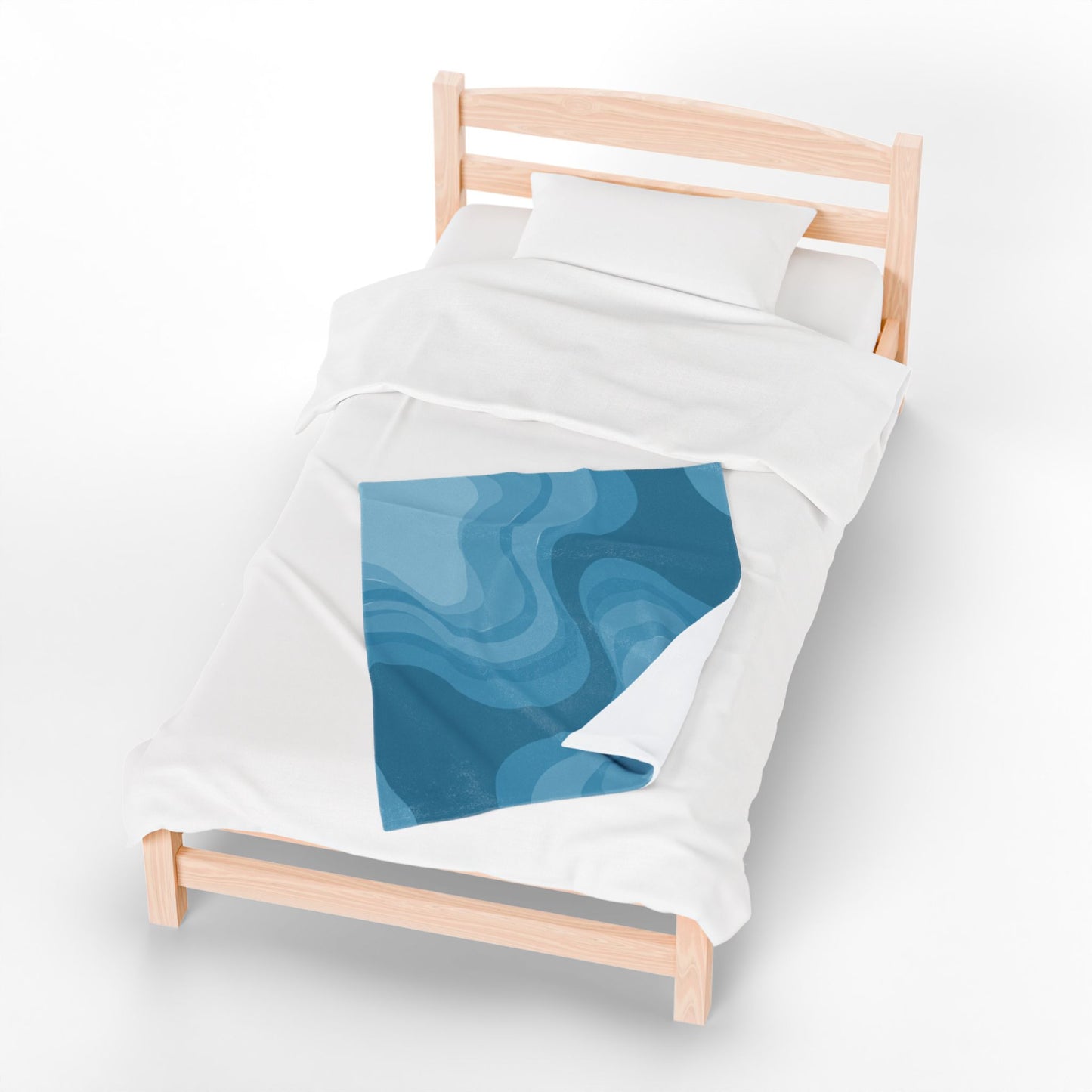 Sky Blue Wavey Velveteen Plush Blanket, 30" x 40"