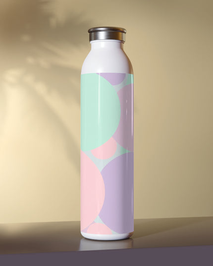 Pastel Peach and Soft Green Patches Slim Water Bottle, 20 oz White