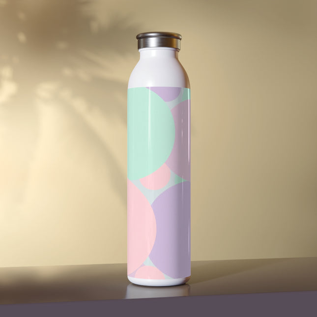 Pastel Peach and Soft Green Patches Slim Water Bottle, 20 oz White
