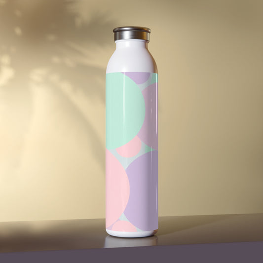 Pastel Peach and Soft Green Patches Slim Water Bottle, 20 oz White