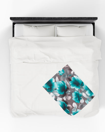 Tif Green Gray Floral Bunch Velveteen Plush Blanket, 30" x 40"
