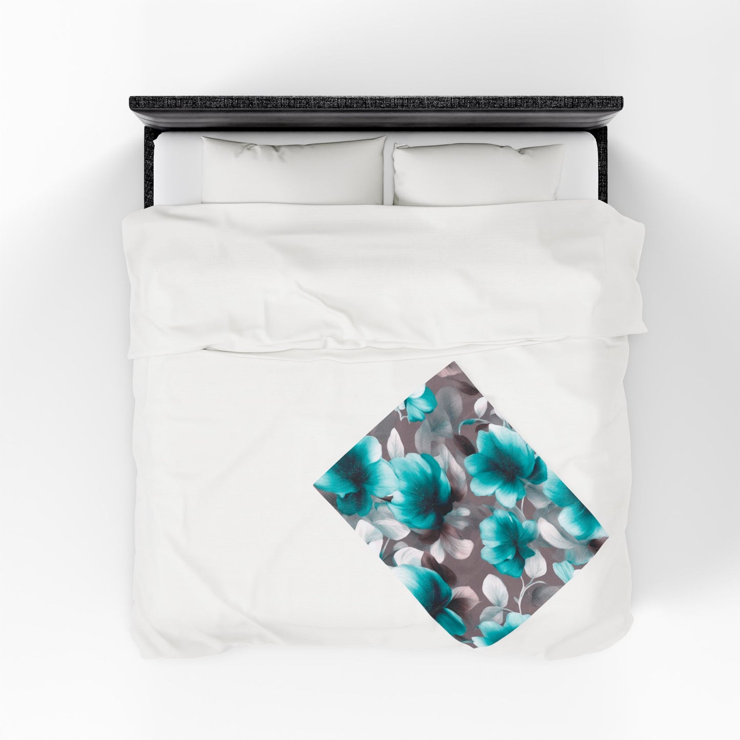 Tif Green Gray Floral Bunch Velveteen Plush Blanket, 30" x 40"