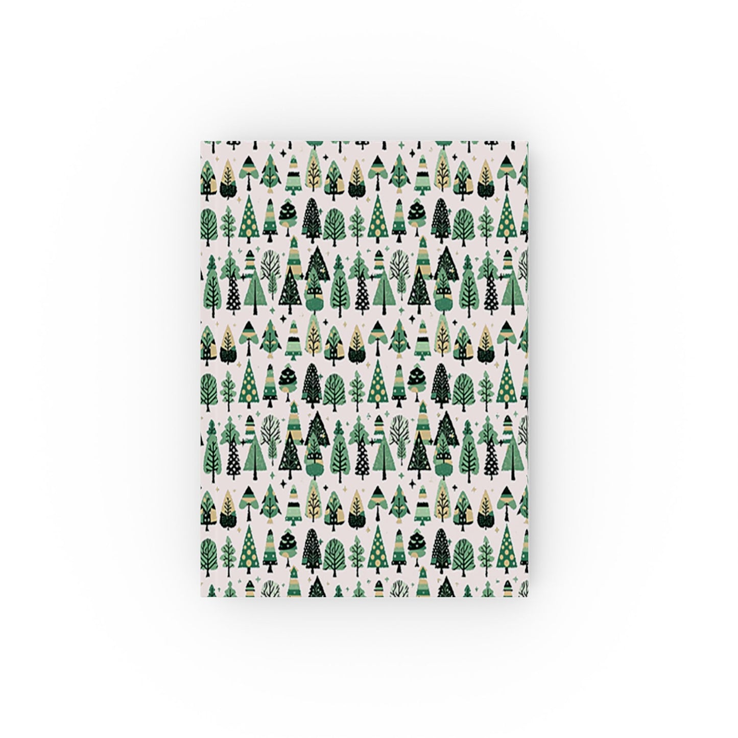 Mini Vintage Green Trees 5.2" x 7.4" Hard Backed Journal with 128 blank pages