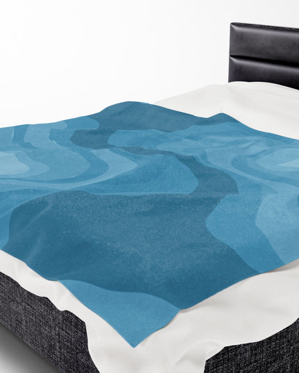 Sky Blue Wavey Velveteen Plush Blanket, 60" x 80"