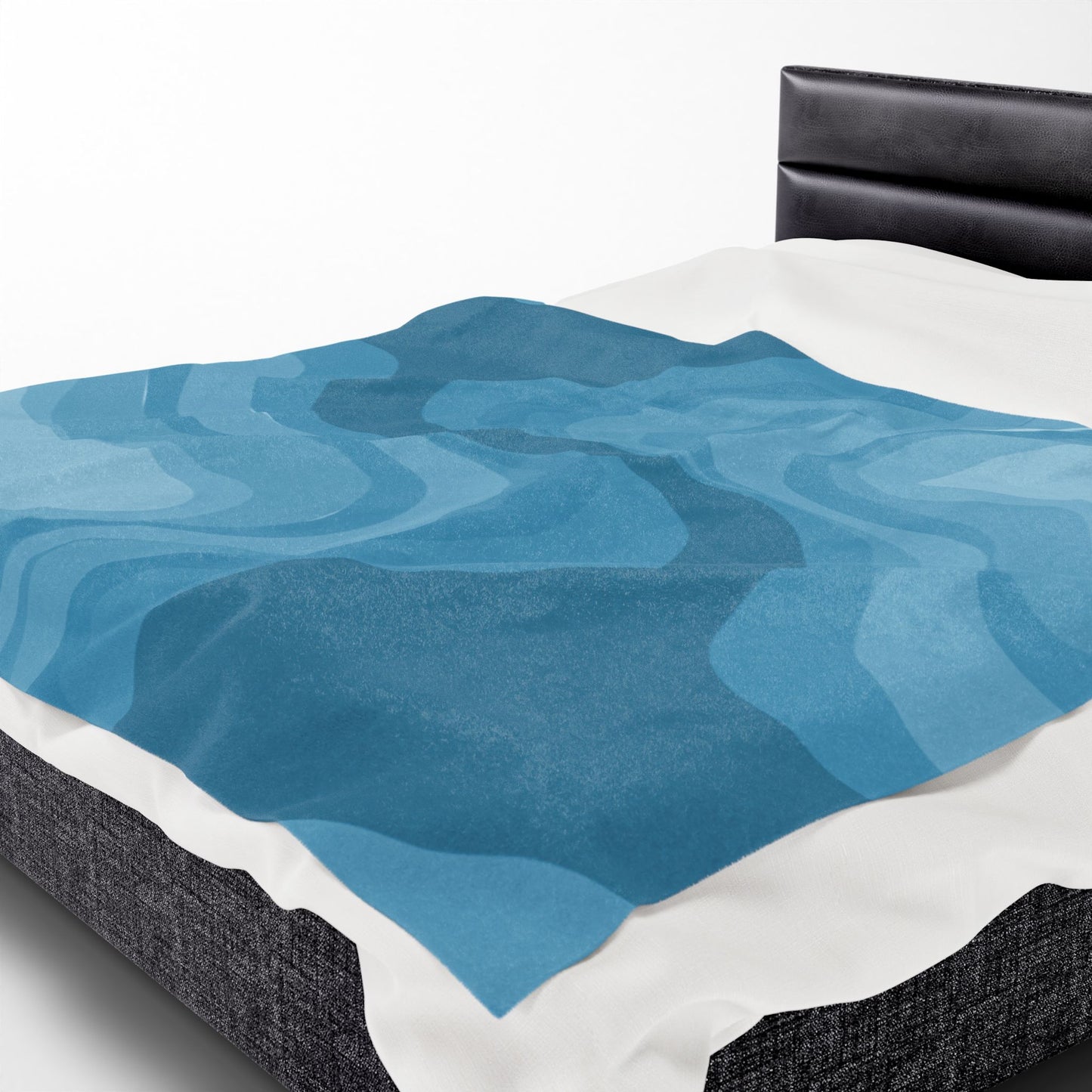 Sky Blue Wavey Velveteen Plush Blanket, 60" x 80"