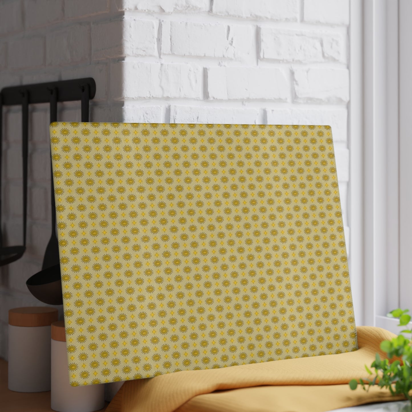Lemongrass Star-crossed Bodies Glass Cutting Board, 11" x 15"
