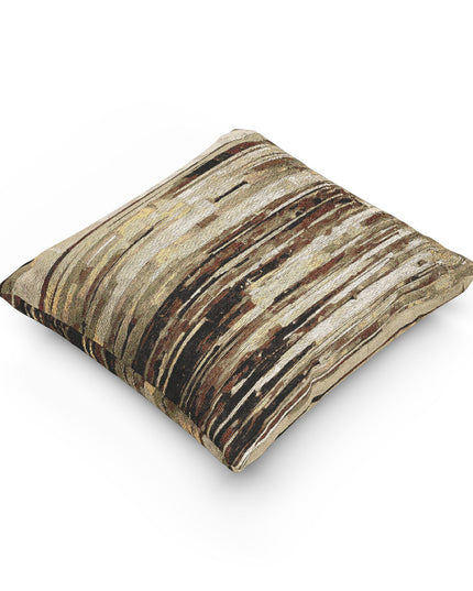Striped Light Brown Woven Pillow, 17" x 18"