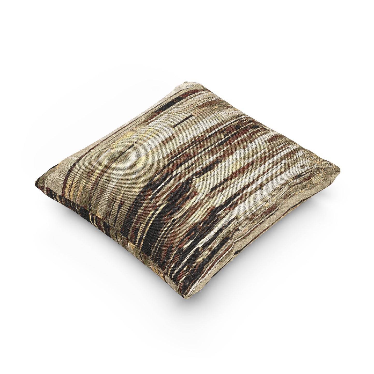 Striped Light Brown Woven Pillow, 17" x 18"