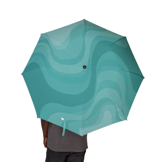 Tif Green Wavey Foldable Umbrella - Compact & Chic