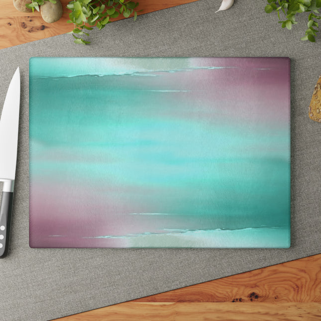 Green Sea Lavender Fog Glass Cutting Board, 11" x 15"