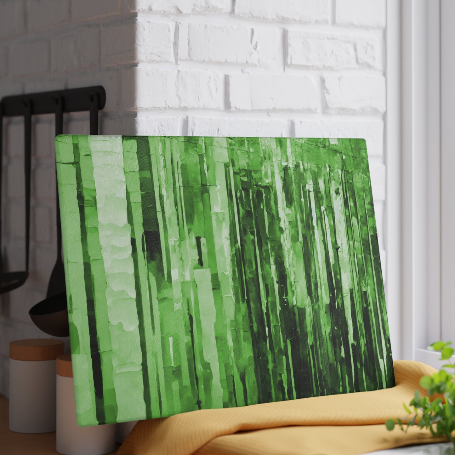 Striped Mint 11" x 15" Glass Cutting Board