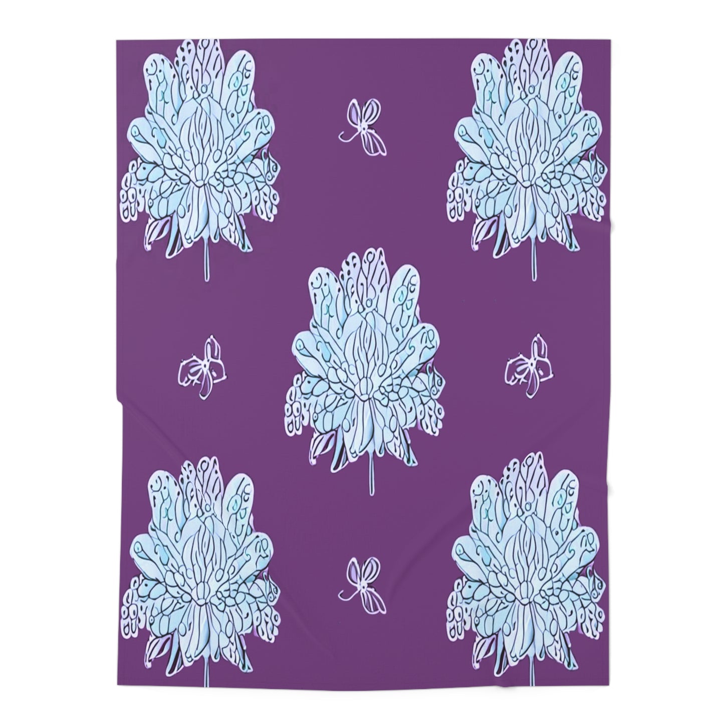 Blue Floral Butterflies Baby Swaddle 30″×40″ Blanket