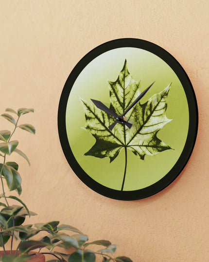 Lemon Maple Leaf Acrylic Wall Clock, Round or Square, 10.75" x 10.75"