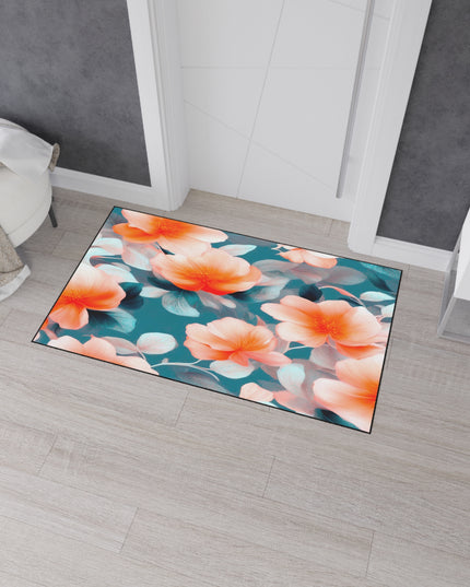 Orange Blossom Floral Bunch Heavy Duty Floor Mat, 36" x 60"