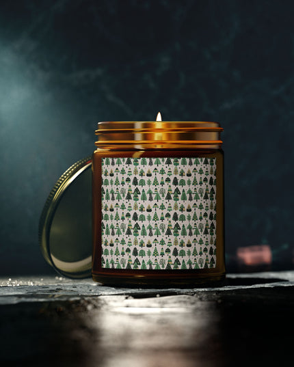 Mini Vintage Green Trees Scented Candles, Coconut Apricot Wax (9oz)