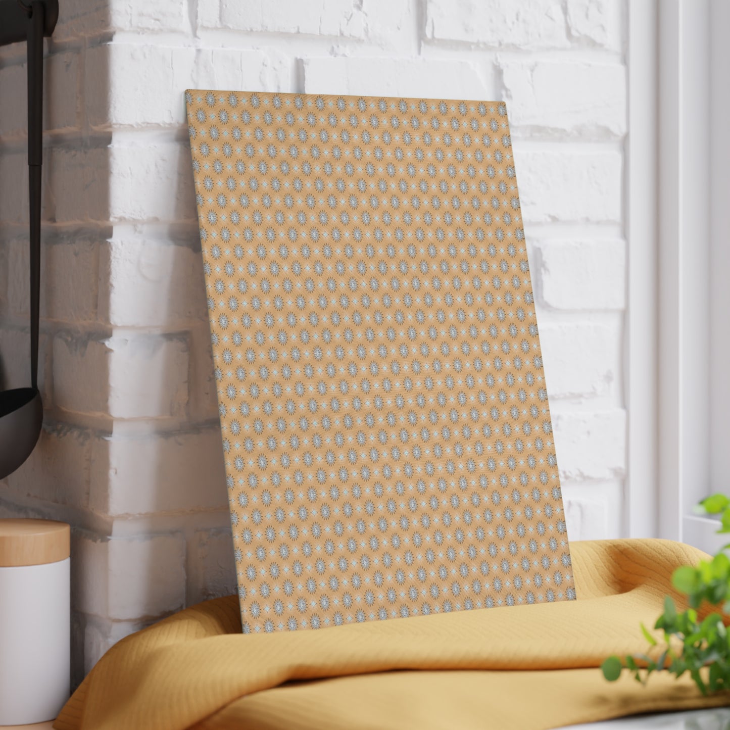 Tan Sunset Star-crossed Bodies Glass Cutting Board,  8" x 11"