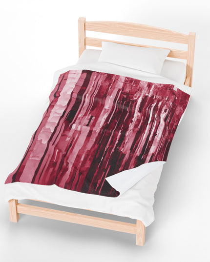 Striped Ruby Velveteen Plush Blanket, 50" x 60"
