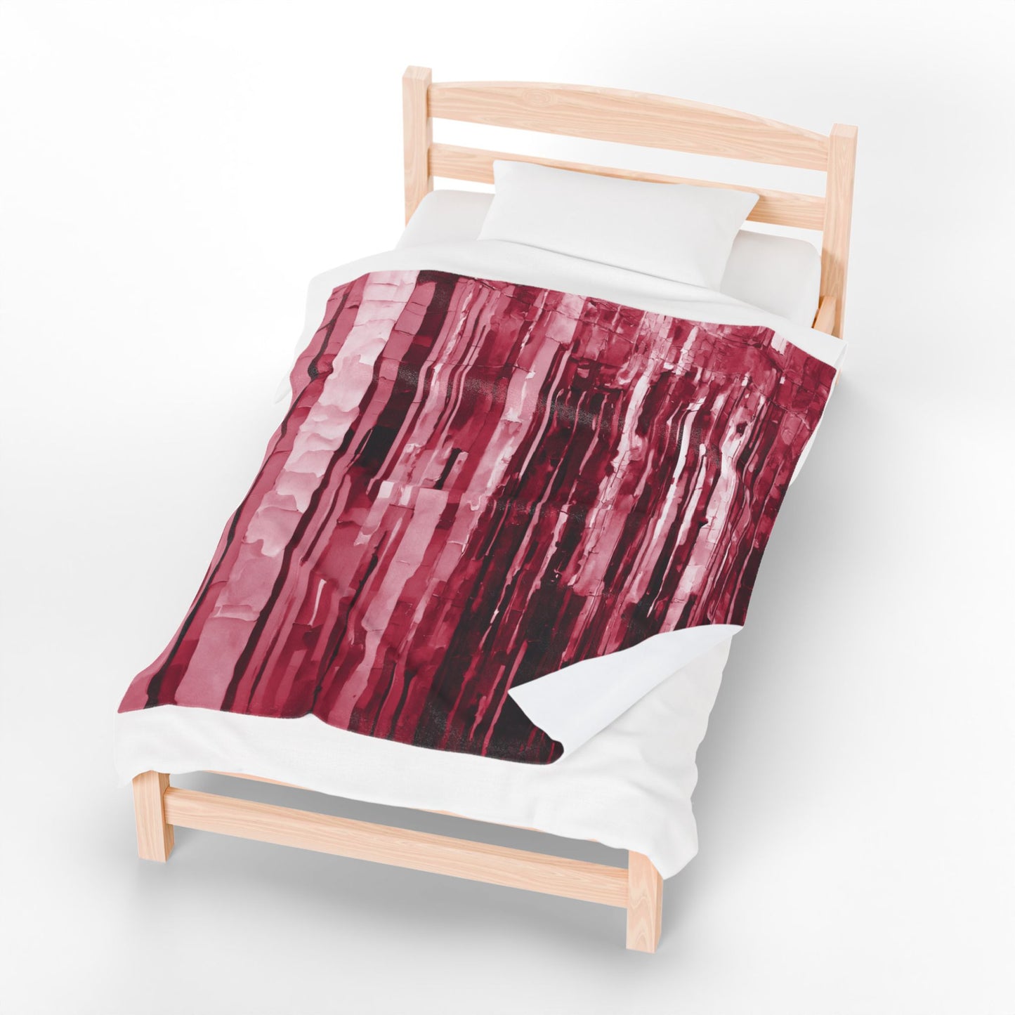 Striped Ruby Velveteen Plush Blanket, 50" x 60"