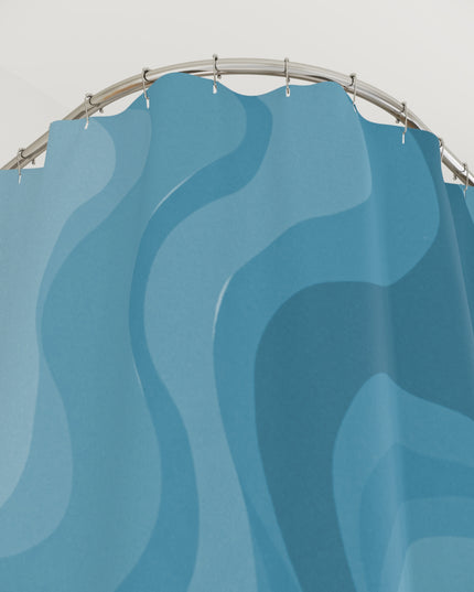 Sky Blue Wavey Shower Curtains, 71" x 74"