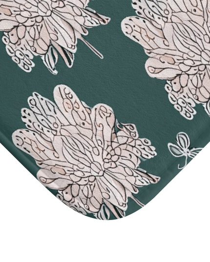 Soft White Floral Butterflies 34" x 21" Bath Mat
