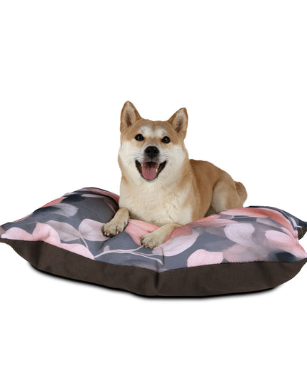 Peach and Blue Gray Floral Bunch Pet Bed, 40" × 30"