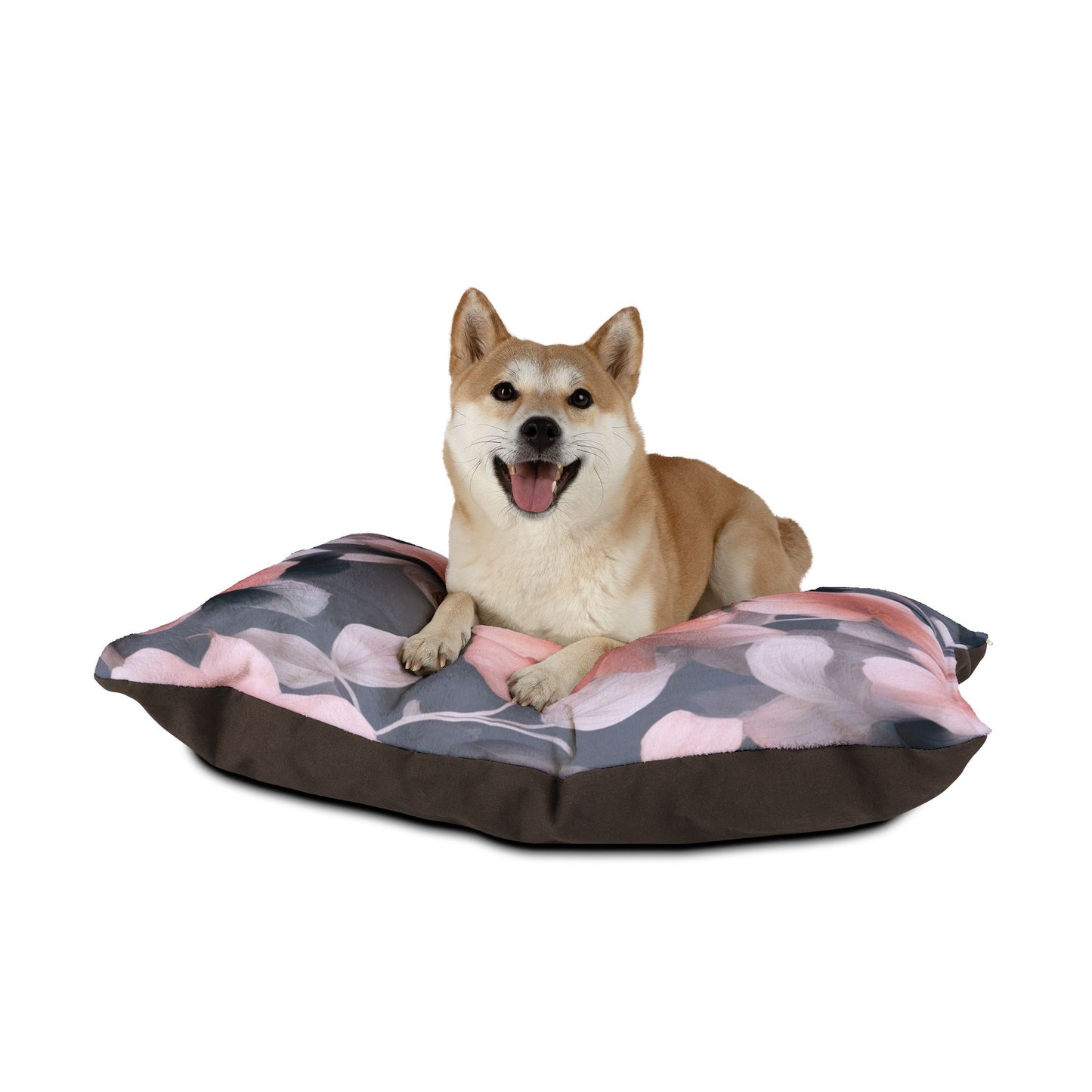 Peach and Blue Gray Floral Bunch Pet Bed, 40" × 30"