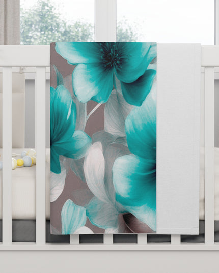 Tif Green Gray Floral Bunch Soft Fleece Baby Blanket, 30" x 40"