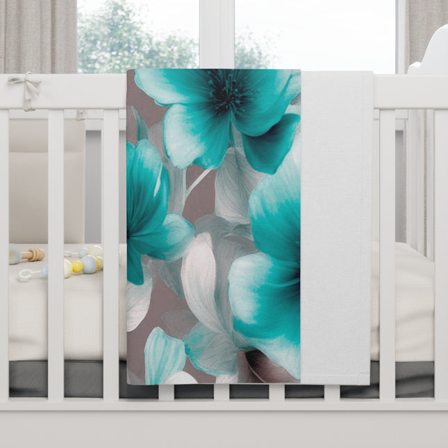 Tif Green Gray Floral Bunch Soft Fleece Baby Blanket, 30" x 40"