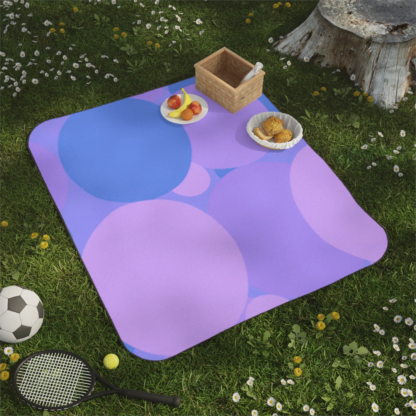 Pastel Purple Family Patches 61" × 51" Picnic Blanket