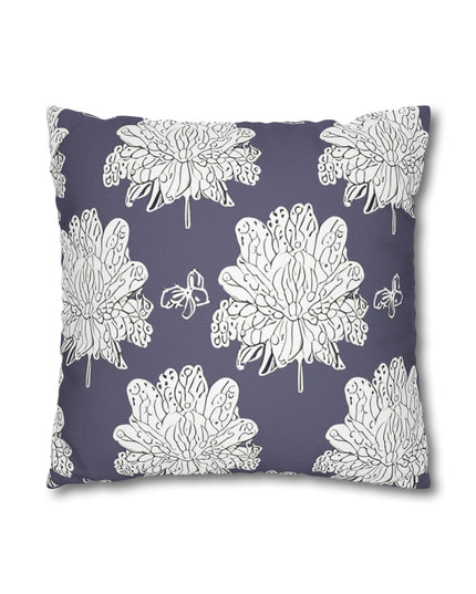 White Floral Butterflies Spun Polyester Square Pillowcase, 14" x 14"