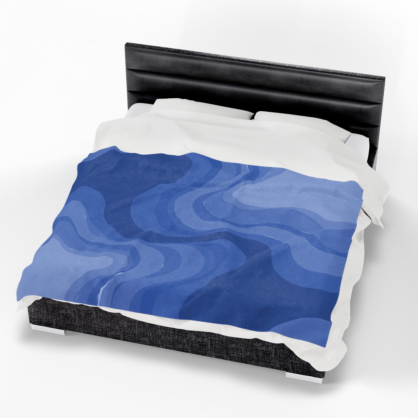 Deep Blue Wavey Velveteen Plush Blanket, 60" x 80"