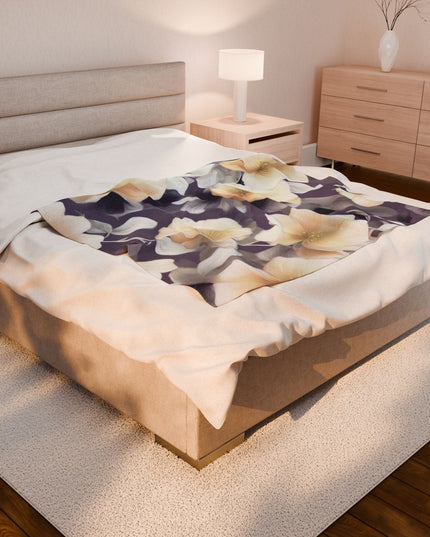 White Blush Floral Bunch Velveteen Plush Blanket, 50" x 60"