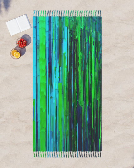 Striped Blue Green 38" × 81" Boho Beach Cloth