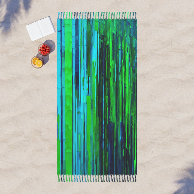 Striped Blue Green 38" × 81" Boho Beach Cloth