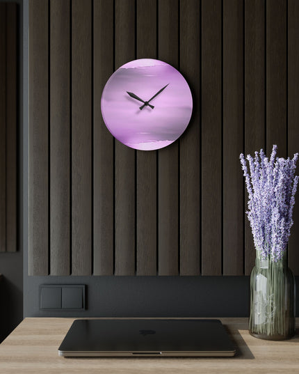 Dark Pink Sea Amethyst Fog Acrylic Wall Clock, Round or Square, 10.75" x 10.75"